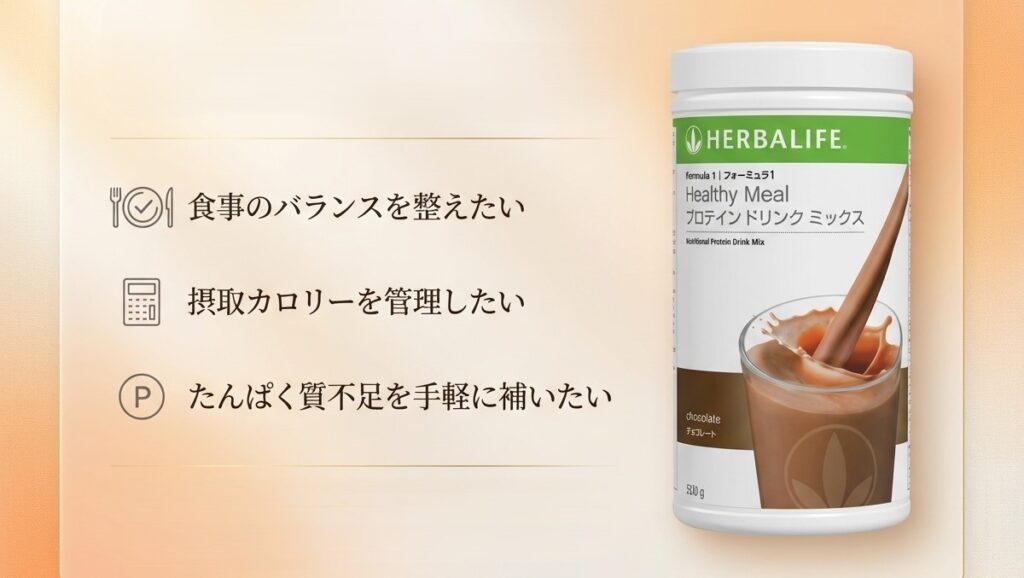 ハーバライフ フォーミュラ1 プロテイン:食事のバランスとカロリー管理をサポート