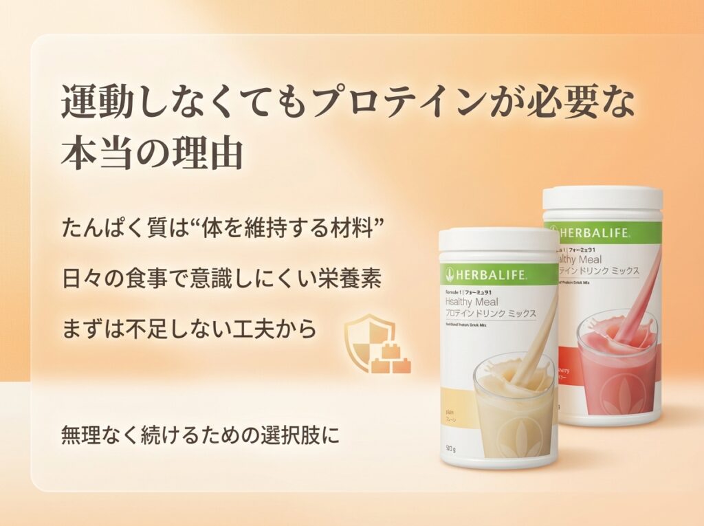 運動しない人でもプロテインが必要な理由：体を維持する材料としてのたんぱく質
