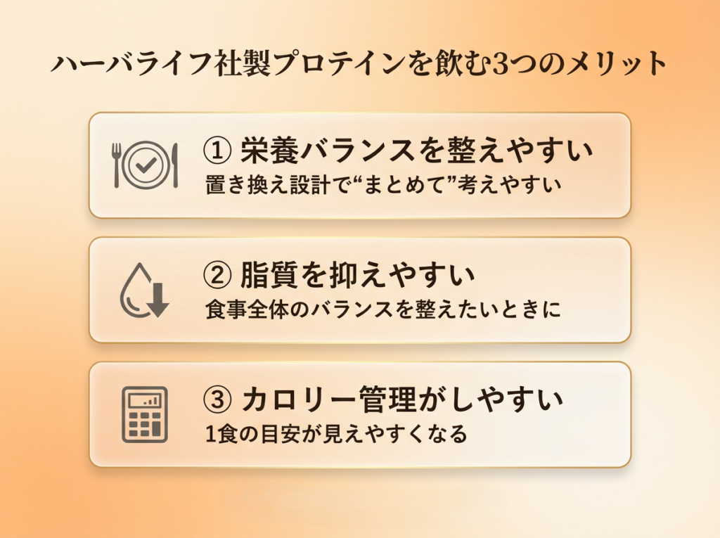 ハーバライフ プロテインのメリット:栄養バランス・脂質・カロリー管理を整理