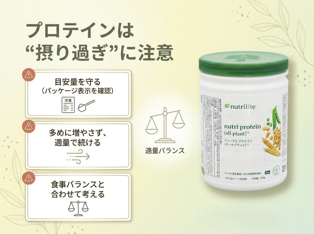 目安量を守る・増やしすぎない・食事バランスと合わせる注意点