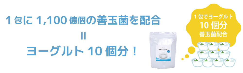 1包に1,100億個の善玉菌配合