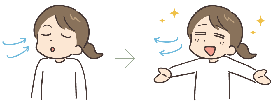 深呼吸をしている女性のイラスト